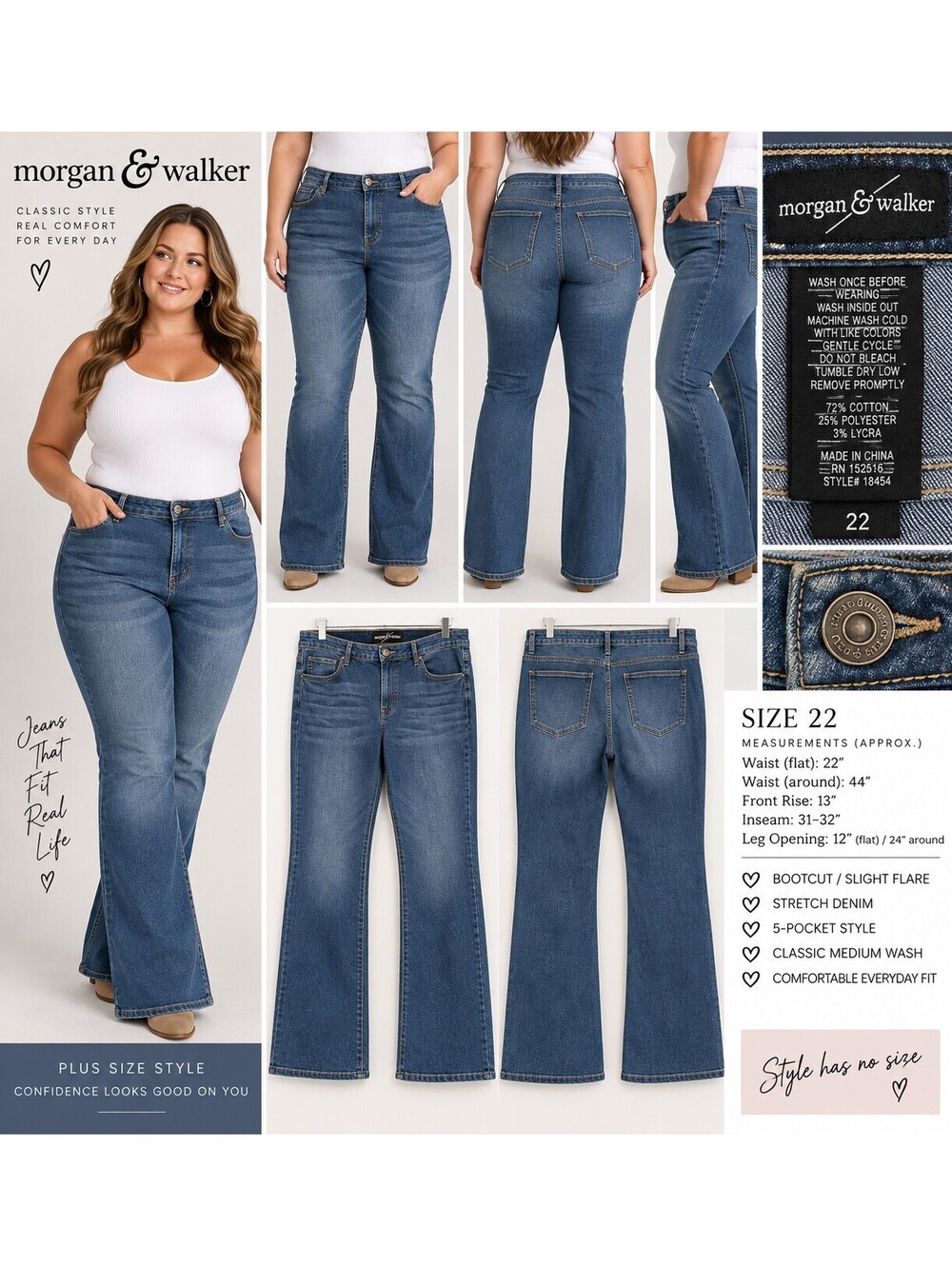 Morgan & Walker Plus Size 22 Y2K Bootcut Flare Jeans